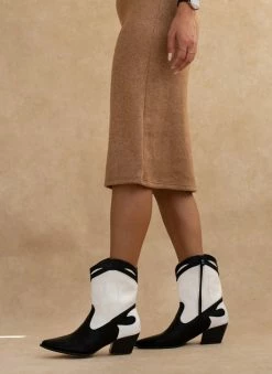 Best Pirce 🌟 The Fashion Project Μποτάκια Cowboy με διχρωμία - Μαύρο 😉 -Μποτάκια Κατάστημα mpotakia western me dixrwmia 108837 rfku