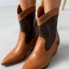 Εξοδος 👏 The Fashion Project Μποτάκια Cowboy με διχρωμία - Καφέ 🤩