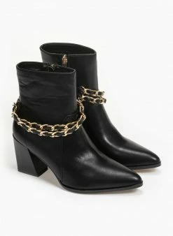 Αγορά 🧨 The Fashion Project Μποτάκια με αλυσίδες στα λουράκια - Μαύρο ✨