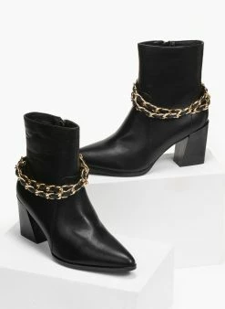 Αγορά 🧨 The Fashion Project Μποτάκια με αλυσίδες στα λουράκια - Μαύρο ✨ -Μποτάκια Κατάστημα mutera mpotakia me alusides sta lourakia 95490 xm5h