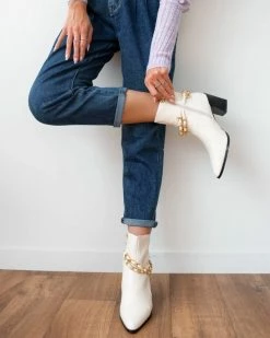 Εξοδος ⭐ The Fashion Project Μποτάκια με αλυσίδες στα λουράκια - Μπεζ 🤩