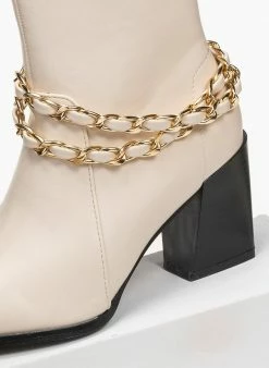 Εξοδος ⭐ The Fashion Project Μποτάκια με αλυσίδες στα λουράκια - Μπεζ 🤩 -Μποτάκια Κατάστημα mutera mpotakia me alusides sta lourakia 95491 zsaw