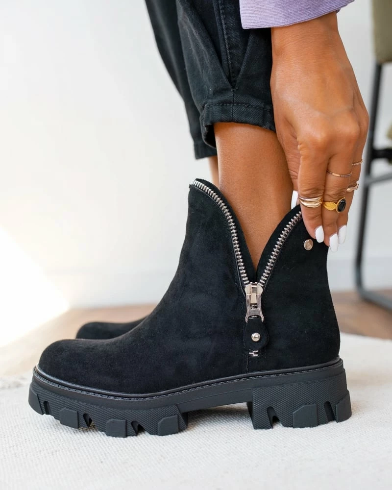 Καλύτερη πώληση 🔥 The Fashion Project Μποτάκια αστραγάλου με έντονα φερμουάρ - Μαύρο 🧨 3 Καλύτερη πώληση 🔥 The Fashion Project Μποτάκια αστραγάλου με έντονα φερμουάρ - Μαύρο 🧨