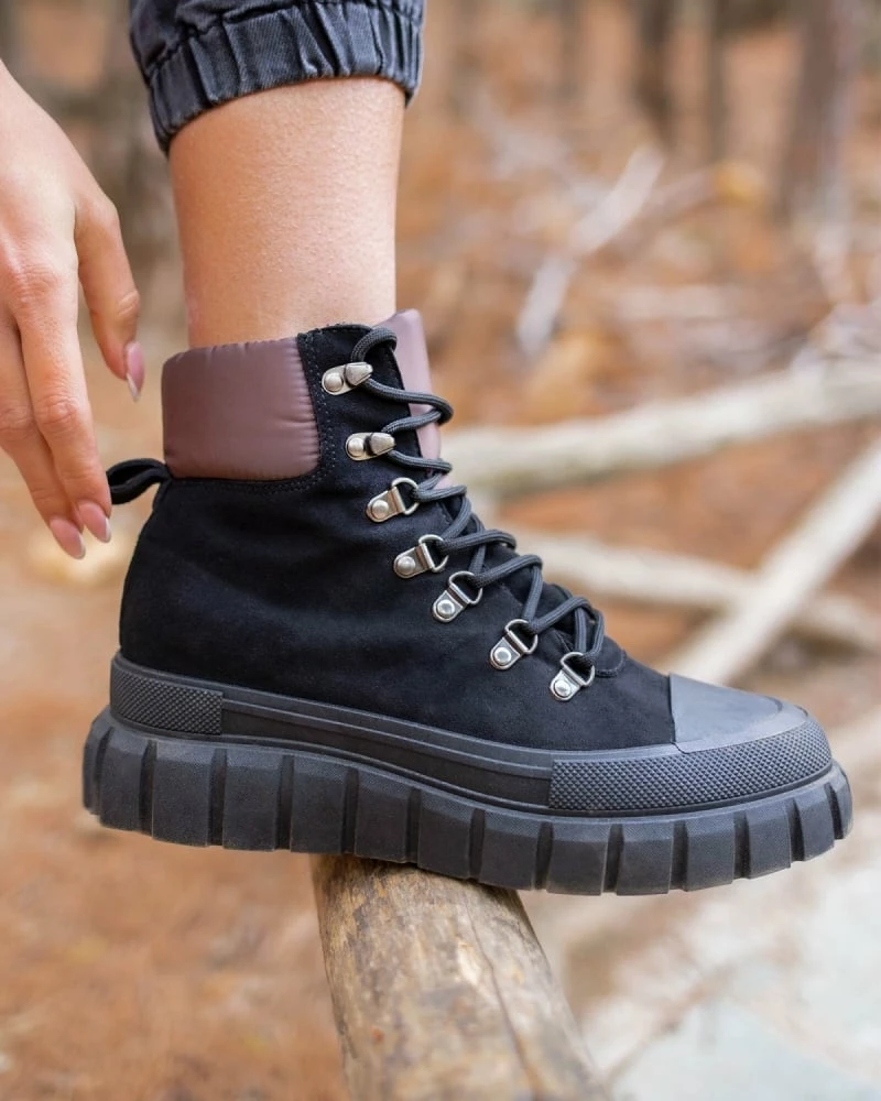 Flash Sale 👍 The Fashion Project Μποτάκια Suede ορειβατικού τύπου - Μαύρο ⭐ 3 Flash Sale 👍 The Fashion Project Μποτάκια Suede ορειβατικού τύπου - Μαύρο ⭐