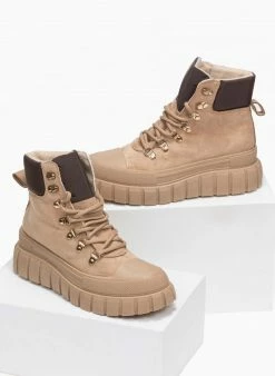 Φτηνός ⌛ The Fashion Project Μποτάκια Suede ορειβατικού τύπου - Πούρο 😍