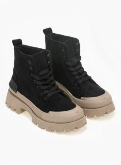 Η καλύτερη συμφωνία 🤩 The Fashion Project Μποτάκια Suede ορειβατικού τύπου - Μαύρο 😀