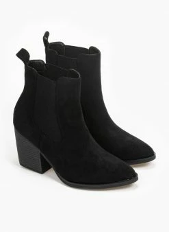 Προϋπολογισμός ⭐ The Fashion Project Μποτάκια αστραγάλου Suede με λάστιχο - Μαύρο 🛒 -Μποτάκια Κατάστημα suede western mpotinia me lastixo 95523 c2kv
