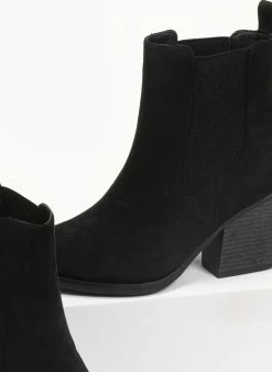 Προϋπολογισμός ⭐ The Fashion Project Μποτάκια αστραγάλου Suede με λάστιχο - Μαύρο 🛒 -Μποτάκια Κατάστημα suede western mpotinia me lastixo 95523 z0nn