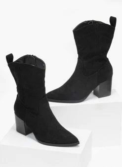 Συμφωνίες 💯 The Fashion Project Μποτάκια Cowboy μυτερά - Μαύρο ❤️ -Μποτάκια Κατάστημα western mutera mpotinia 96143 64ri