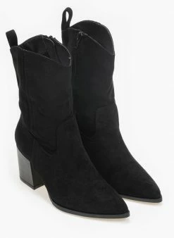 Συμφωνίες 💯 The Fashion Project Μποτάκια Cowboy μυτερά - Μαύρο ❤️ -Μποτάκια Κατάστημα western mutera mpotinia 96143 7pif