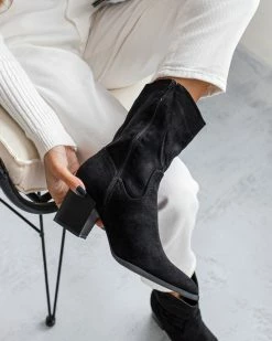 Συμφωνίες 💯 The Fashion Project Μποτάκια Cowboy μυτερά - Μαύρο ❤️ -Μποτάκια Κατάστημα western mutera mpotinia 96143 8288