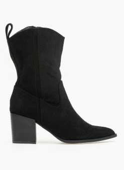 Συμφωνίες 💯 The Fashion Project Μποτάκια Cowboy μυτερά - Μαύρο ❤️ -Μποτάκια Κατάστημα western mutera mpotinia 96143 st2d